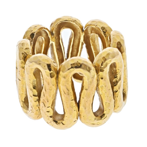 David Webb 18K Yellow Gold Zigzag Hammered Ring - Picture 3 of 4